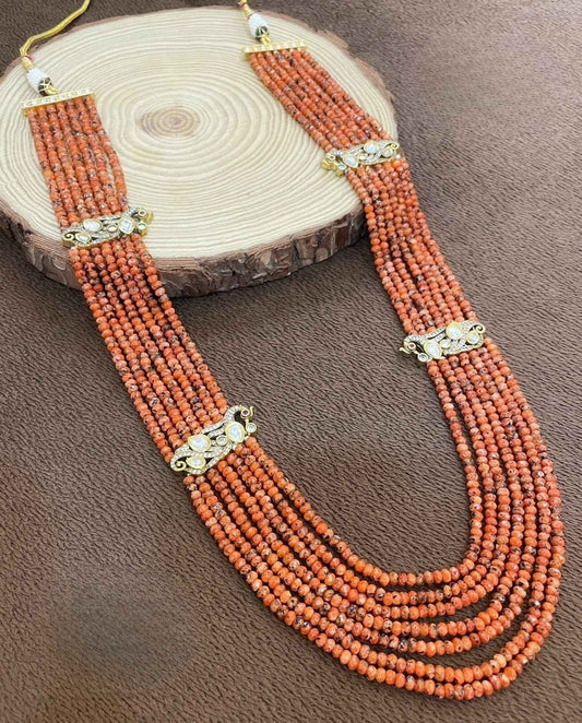 Elegant Mustard Multi-Strand Beaded Necklace