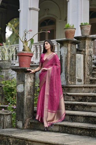 Majestic Magenta & Gold Kalyani Silk Saree