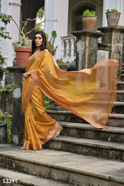 Golden Mustard & Gold Kalyani Silk Saree