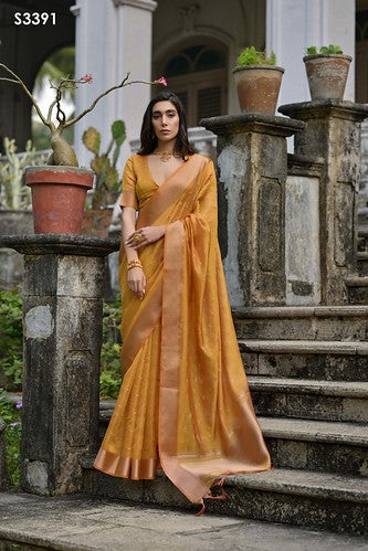 Golden Mustard & Gold Kalyani Silk Saree