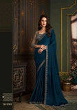 Elegant Navy Blue Soft Glass Silk Saree with Embroidered Blouse