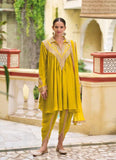 Vibrant Yellow Chinon Silk Embroidered Suit with Dupatta