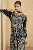 Elegant Black Embroidered Chinon Ready-Made Suit with Dupatta