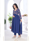 Elegant Royal Blue Georgette Embroidered Suit