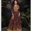 Exquisite Brown Embroidered Anarkali Gown with Dupatta – Pure Jacquard Silk