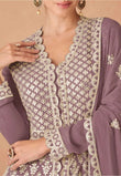 Elegant Lavender Georgette Embroidered Long Shirt with Skirt & Dupatta