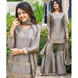 Graceful Grey Designer Vichitra Silk Sharara Set with Embroidery – Exclusive Readymade Collection