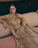 Timeless Beige Chinnon & Georgette Indo-Western Ensemble with Exquisite Embroidery