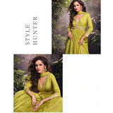 Graceful Lemon Yellow Embroidered Anarkali Gown with Dupatta – Pure Jacquard Silk