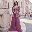 Chic Mauve Indo-Western Outfit with Embroidered Jacket – Silk & Georgette