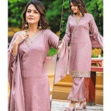 Elegant Pastel Pink Designer Vichitra Silk Suit with Embroidery – Exclusive Readymade Collection