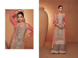 Exclusive Grey and Pink Chinon Embroidered Palazzo Suit with Matching Dupatta