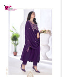 Regal Purple Georgette Embroidered Anarkali Suit