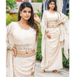 Elegant Ivory Designer Vichitra Silk Dhoti-Style Outfit with Embroidery – Exclusive Readymade Collection