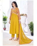 Sunshine Yellow Blooming Georgette Embroidered Suit